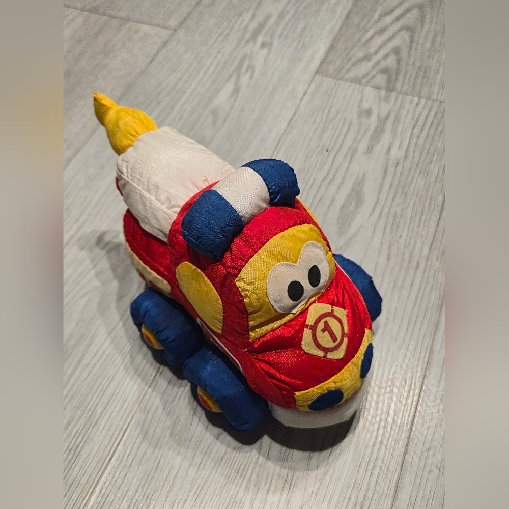 Vintage Playskool Red & Yellow Plush Rescue Truck Toy for Kids